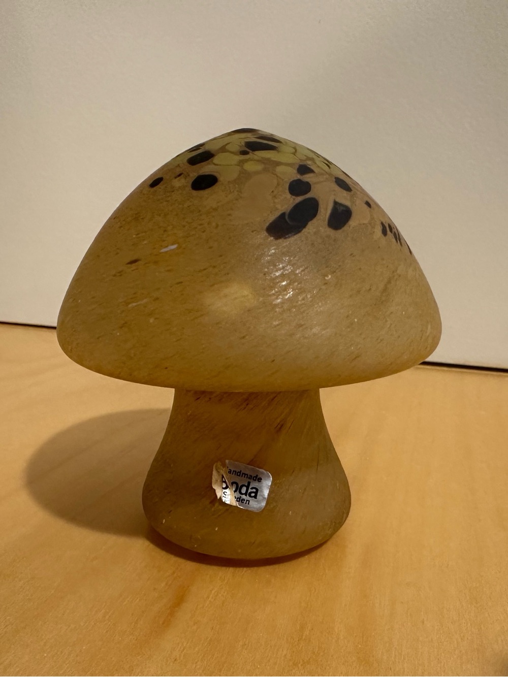 Kosta Boda Amber and Black Glass Mushroom Sculpture